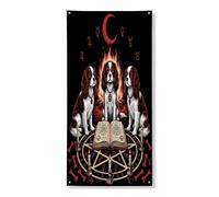Couverture de porte d'Halloween Cavalier King Charles Spaniel - Bannière décorative de 91,4 x 182,9 cm - Décoration de porte de sorcière de vacances à suspendre pour porte d'entrée, intérieur et