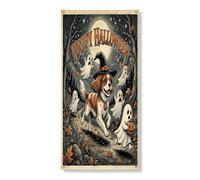 Couverture de porte d'Halloween Cavalier King Charles Spaniel décorative 91,4 x 183 cm, fantômes amusants à suspendre pour porte d'entrée, intérieur et extérieur