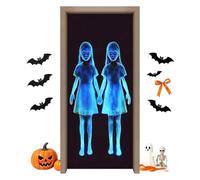Couverture de porte d'Halloween - Décoration de vacances pour sœurs jumeaux | Décoration festive de porte d'entrée pour atmosphère de maison hantée et affichage saisonnier | Décoration à suspendre