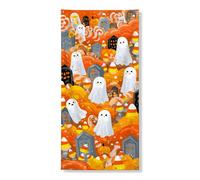 Couverture de porte d'Halloween fantômes - Bannière décorative, esprits amusants et ludiques et bonbons - Décoration de porte d'entrée intérieure ou extérieure - Fournitures de vacances saisonnières