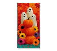 Couverture de porte d'Halloween fantômes citrouille décoratif, esprits amusants colorés pour décoration extérieure, intérieur et extérieur, fournitures de festival d'automne 91,4 x 183 cm