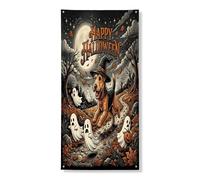 Couverture de porte d'Halloween Lakeland Terrier - Bannière décorative de 91,4 x 183 cm - Fantômes amusants à suspendre pour porte d'entrée, intérieur et extérieur