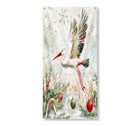 Couverture de porte d'oiseau de Noël, bannière décorative, motif cigogne d'hiver festive, décoration de porte d'entrée, fournitures de fond pour intérieur et extérieur, 91,4 x 183 cm
