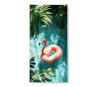 Couverture de porte d'oiseau tropical tropical, paradis d'été, bord de piscine, intérieur ou extérieur, bannière de bienvenue sur le thème de la plage, 91,4 x 183 cm