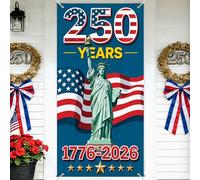 Couverture de porte du 250e anniversaire des États-Unis - Décorations patriotiques du 4 juillet - Bannière du jour de l'indépendance des États-Unis, 90 x 183 cm - Parfaite pour extérieur/intérieur