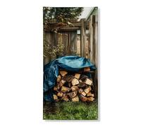 Couverture de porte en bois rustique - Décoration vintage empilée - Bois de chauffage - Art extérieur - Aménagement paysager saisonnier d'automne - Décoration de jardin - 91,4 x 183 cm