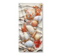 Couverture de porte en coquillages côtiers, art nautique de style plage pour maison d'été, décoration de porte d'entrée pour vacances tropicales, 91,4 x 183 cm
