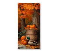 Couverture de porte en forme de canard d'automne - Bannière décorative vintage - Citrouille - Feuilles d'automne - Décoration de porte d'entrée - Intérieur et extérieur - Toile de fond à suspendre
