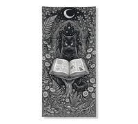 Couverture de porte en forme de chat mystique - Bannière décorative - Motif floral de forêt enchantée - Pour Halloween - Automne - Décoration d'intérieur et d'extérieur - 91,4 x 183 cm