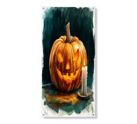 Couverture de porte en forme de citrouille d'Halloween, bannière décorative vintage effrayante pour intérieur et extérieur, festival d'automne, fournitures de vacances 91,4 x 183 cm