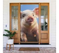 Couverture de porte en forme de cochon mignon - Bannière à suspendre - Fond photo - Printemps - Été - Décoration saisonnière - Pour intérieur ou extérieur - Jardin - Vacances - 183 x 90 cm