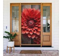 Couverture de porte en forme de dahlia rouge - Décoration de porte - Bienvenue au printemps - Bannière de porche saisonnière pour fond photo - Bannière à suspendre pour intérieur et extérieur - 183 x