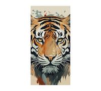 Couverture de porte en forme de tête de tigre Année du tigre Printemps été à suspendre Drapeau Panneau de porche Extérieur Vacances Décoration de cour pour porte d'entrée et porche