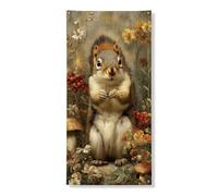 Couverture de porte en forme d'écureuil mignon, bannière décorative, vintage, animaux de la forêt, décoration d'intérieur et d'extérieur, fournitures de festival de récolte d'automne 91,4 x 183 cm