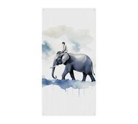 Couverture de porte en forme d'homme chevauchant un éléphant - Drapeau à suspendre - Décoration de cour pour porte d'entrée et porche