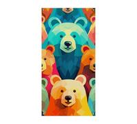Couverture de porte en forme d'ours colorés pour le printemps et l'été - Drapeau à suspendre - Décoration de cour saisonnière pour porte d'entrée et porche