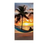 Couverture de porte en noix de coco - 90 x 180 cm - Bannières de fête - Panneau de bienvenue saisonnier - Décoration verticale à suspendre pour porche, entrée, jardin