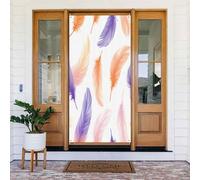 Couverture de porte en plumes colorées - Bannière décorative - Panneau de porche pour fête de vacances - Fond de cabine photo - Utilisation intérieure et extérieure - Taille unique