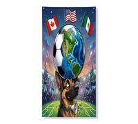 Couverture de porte extérieure 2026 de berger allemand de football - 91,4 x 183 cm - Motif chiot - Décoration de porte avant et arrière - Décoration d'intérieur pour porche