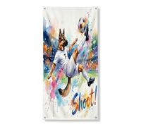 Couverture de porte extérieure 2026 - Motif chien berger allemand de football - 91,4 x 183 cm - Pour le jour des matchs - Chiot de volley - Bannière de porte avant et arrière - Décoration de porte