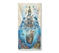 Couverture de porte extérieure amusante avec hamster et pirate, 91,4 x 183 cm, motif trésor de l'océan d'été, bannière de porte d'entrée, phare cool, décoration d'intérieur pour porche