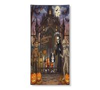 Couverture de porte extérieure amusante pour Halloween, motif cavalier King Charles Spaniel, 91,4 x 182,9 cm, motif horreur, bannière d'entrée, décoration effrayante pour la maison et le porche