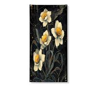 Couverture de porte extérieure avec fleurs de jonquille japonaise, 91,4 x 182,9 cm, fleurs chinoises d'Asie cool, bannière de porte d'entrée, de sortie, décoration de porche d'intérieur imprimée au