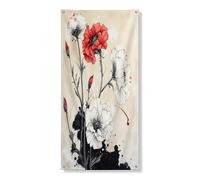 Couverture de porte extérieure avec œillets japonais 91,4 x 183 cm, fleurs chinoises d'Asie cool, bannière de porte d'entrée, de sortie, décoration d'intérieur japonaise imprimée pour porche