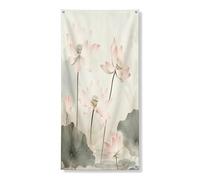 Couverture de porte extérieure de 91,4 x 182,9 cm, fleurs de lotus chinoises d'Asie cool, bannière de porte d'entrée et de sortie, paysage japonais, décoration d'intérieur pour porche