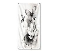 Couverture de porte extérieure de 91,4 x 182,9 cm, fleurs de lotus japonaises asiatiques froides, bannière de porte d'entrée, décoration de porte, paysage japonais, décoration d'intérieur pour porche