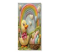 Couverture de porte extérieure de 91,4 x 182,9 cm, motif canard de Pâques en laine style œufs de volaille, bannière de porte d'entrée, décoration de sortie, ferme de campagne, décoration d'intérieur