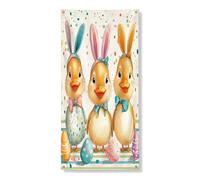 Couverture de porte extérieure de 91,4 x 182,9 cm, motif canard de Pâques - Œufs de volaille sauvage amusants - Bannière pour porte d'entrée et de sortie - Décoration mignonne pour maison de vacances