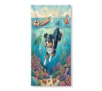 Couverture de porte extérieure de 91,4 x 182,9 cm, motif chien berger australien océan, bannière de porte avant et arrière, décoration sous-marine, décoration d'intérieur et de porche