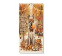 Couverture de porte extérieure de 91,4 x 182,9 cm - Motif chien cairn terrier d'automne - Bannière de porte d'entrée et de sortie - Décoration imprimée pour la maison et le porche