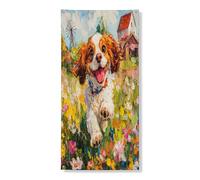 Couverture de porte extérieure de 91,4 x 182,9 cm, motif chien Cavalier King Charles Spaniel, décoration de porte d'entrée amusante pour animaux domestiques, décoration d'intérieur et de porche