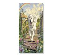 Couverture de porte extérieure de 91,4 x 182,9 cm, motif chien des Pyrénées printanières, bannière de porte d'entrée ou de sortie, décoration amusante pour maison, porche