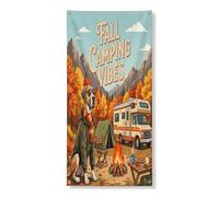 Couverture de porte extérieure de 91,4 x 182,9 cm, motif chien dogue allemand, forêt d'automne pour camping-car, décoration de porte avant et arrière, tente, feu de camp, décoration d'intérieur pour