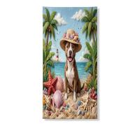Couverture de porte extérieure de 91,4 x 182,9 cm, motif chien pitbull d'été, bannière de porte d'entrée et de sortie, décoration tropicale pour intérieur et porche