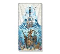 Couverture de porte extérieure de 91,4 x 182,9 cm, motif chien terrier nautique Airedale Terrier, bannière de porte d'entrée et de sortie, décoration sous-marine imprimée pour la maison et le porche