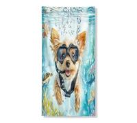 Couverture de porte extérieure de 91,4 x 182,9 cm, motif chien yorkshire, océan, mer, chiot nautique, bannière pour porte d'entrée, sortie, décoration d'intérieur et de porche