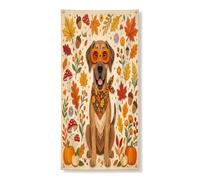Couverture de porte extérieure de 91,4 x 182,9 cm - Motif dogue allemand - Automne rétro - Bannière de porte d'entrée et de sortie - Feuille d'érable - Décoration d'intérieur et de porche