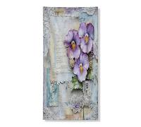 Couverture de porte extérieure de 91,4 x 182,9 cm, motif fleurs de pensées rustiques printanières, bannière de porte d'entrée et de sortie, décoration vintage pour maison de campagne intérieure et