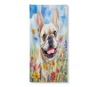 Couverture de porte extérieure de 91,4 x 183 cm, bouledogue français, peinture à l'huile, bannière de porte avant et arrière, décoration amusante pour la maison, le porche