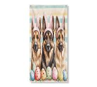 Couverture de porte extérieure de 91,4 x 183 cm, motif chien berger allemand pour le printemps, Pâques, décoration de porte d'entrée et de sortie, décoration d'intérieur et de porche