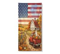 Couverture de porte extérieure de chat persan d'automne, 91,4 x 183 cm, motif ferme d'automne, camion grange, bannière de porte avant et arrière, décoration d'intérieur, décoration de porche