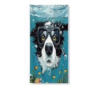 Couverture de porte extérieure de chien Border Collie d'été 91,4 x 182,9 cm, maison de chiot nautique de mer de l'océan Bannière de porte d'entrée et de sortie, décoration amusante imprimée animal de