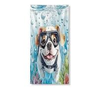 Couverture de porte extérieure de chien bouledogue d'été 91,4 x 182,9 cm, maison de chiot nautique de mer de l'océan, bannière de porte d'entrée, décoration de porche imprimée amusante pour la maison