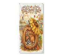 Couverture de porte extérieure de chien boxer d'automne 91,4 x 182,9 cm, citrouille et tournesol, bannière de porte d'entrée, décoration d'intérieur de ferme