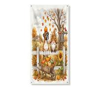 Couverture de porte extérieure de chien boxer d'automne 91,4 x 183 cm, nain d'automne de ferme, bannière de porte d'entrée, de sortie, d'épouvantail, décoration d'intérieur pour porche