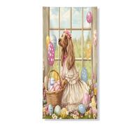 Couverture de porte extérieure de chien de lévrier afghan, 91,4 x 182,9 cm, chiot Victoria Country - Bannière pour porte d'entrée et de sortie - Décoration imprimée pour maison de ferme, porche